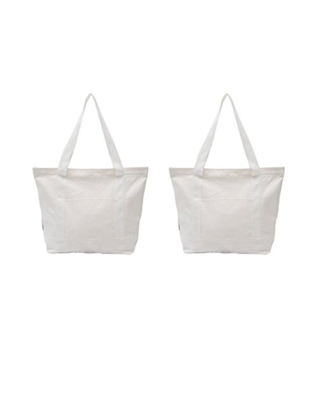Heavy Duty 100% Cotton Canvas Zipper Tote Bag 2-Pack Shoulder Grocery Beach